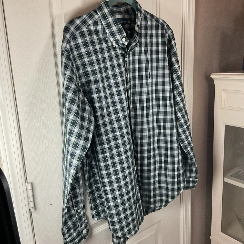 Polo Ralph Lauren Men's Large Button Up Shirt Long Sleeve 100% Cotton Green